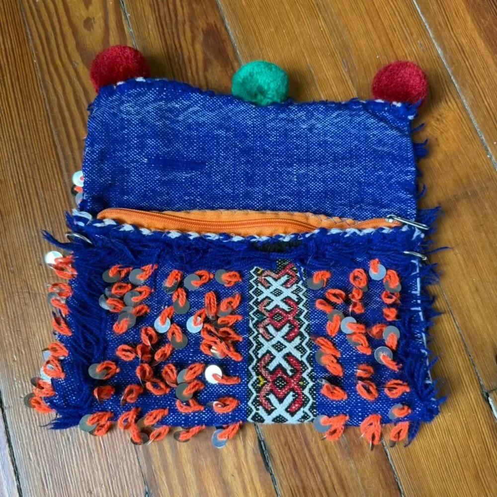 Funky bohemian fabric clutch bag